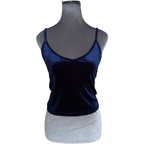 Forever 21 Womens Navy Blue Velvet Camisole Tank Top Medium - Picture 1 of 5